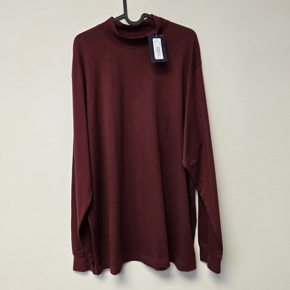 Roundtree & Yorke Long Sleeve Solid Mock Neck Pullover Top Cherry Red XL - Picture 5 of 5